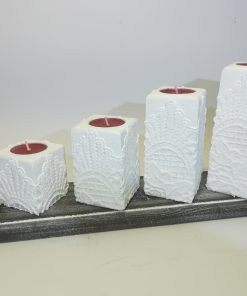 Adventski Svijećnjak - Bijeli Čipkasti