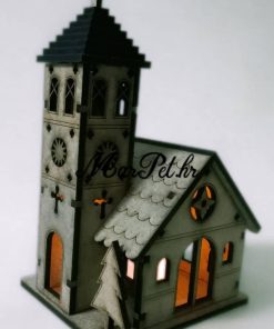 Drvene ukrasne kućice sa LED rasvjetom – 5m