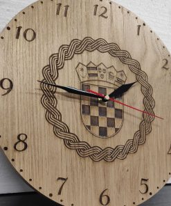 Drveni sat grb RH u hrastovini