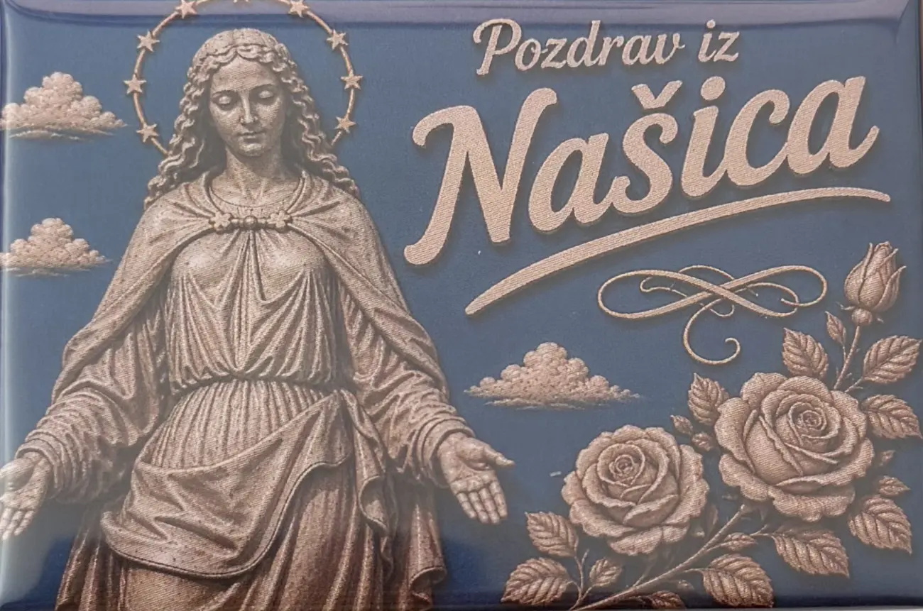MarPet magnet s motivom Gospe i natpisom Pozdrav iz Našica