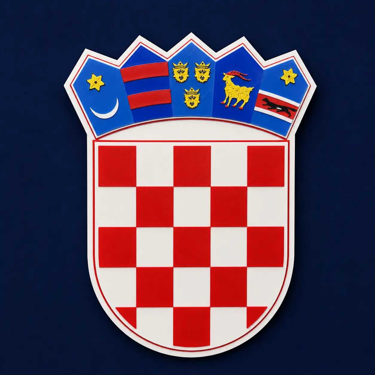 3D zidni grb Republike Hrvatske u višebojnom reljefnom 3D ispisu